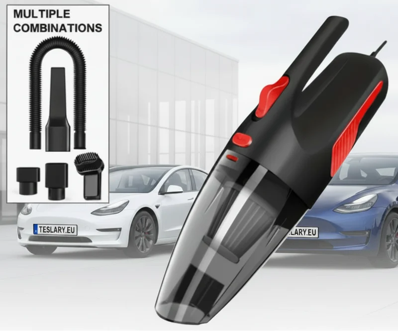 Aspiradora portátil ligera de alta potencia con cable y accesorios, color negro