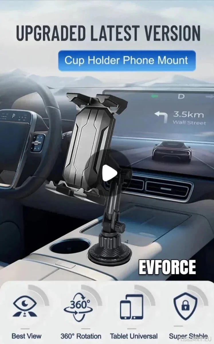 Soporte para coche 2 en 1 para teléfonos y tabletas - Portavasos giratorio universal