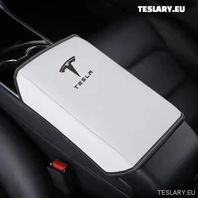 Tesla Model 3 / Y Funda de reposabrazos de cuero PU para consola central con logotipo