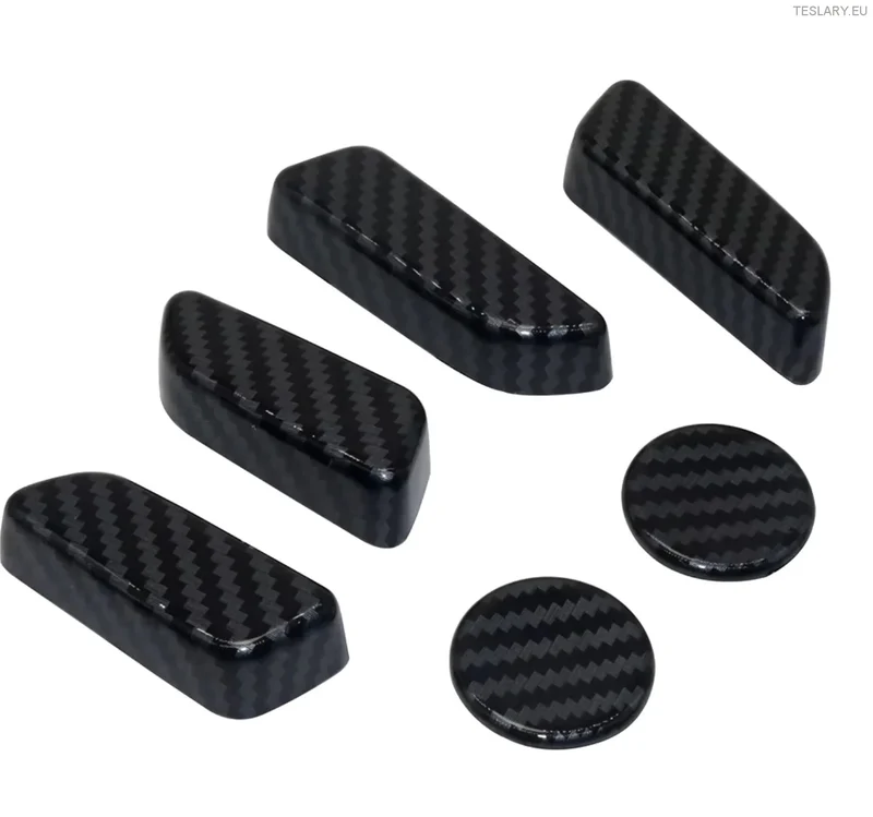 Tesla Model Botón de control del asiento 3/Y con cubiertas protectoras 3D completas de fibra de carbono en negro, rojo o azul