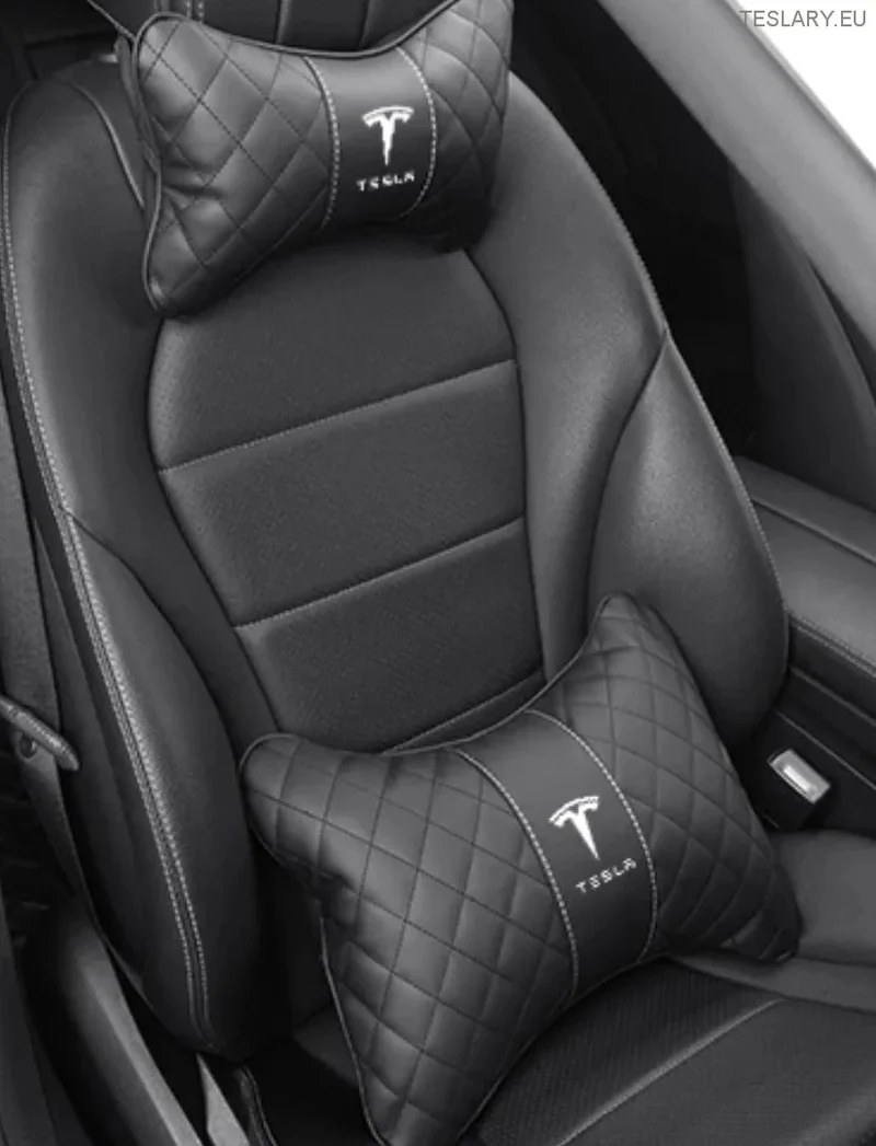 Tesla Model 3 YSX Almohada para el cuello y cojín de apoyo para la espalda con logotipo (NEGRO)