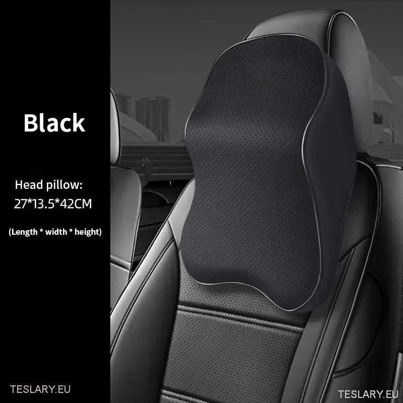 Almohada de reposacabezas de cuero sintético extragrande adecuada para Tesla Model 3 / A