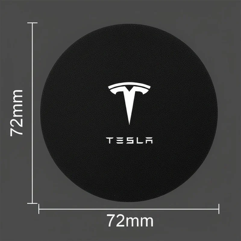 Tesla Model 3 insertos de copa para consola central de cuero negro YSX con logotipo