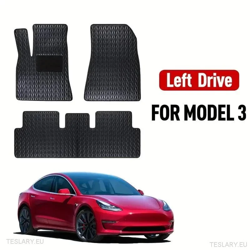 Tesla Model 3 alfombrillas de piel sintética personalizadas (volante a la izquierda)
