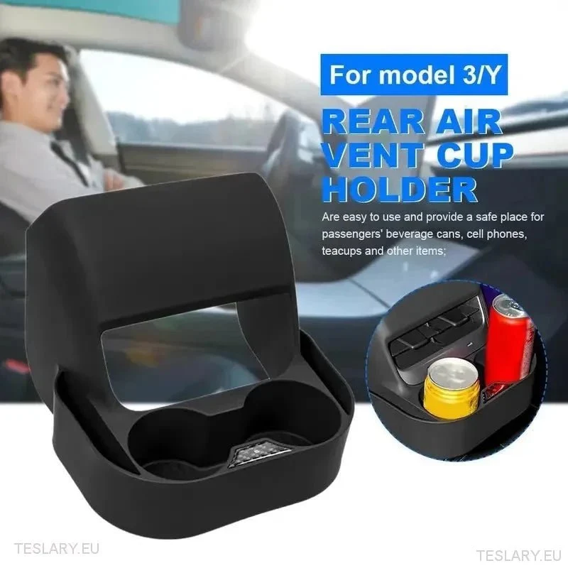 Tesla Model 3 / Y Portavasos doble con ventilación trasera