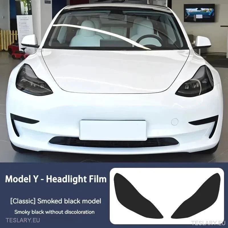 Faros delanteros de TPU tintados en negro para Tesla Model 3, Y y Highland