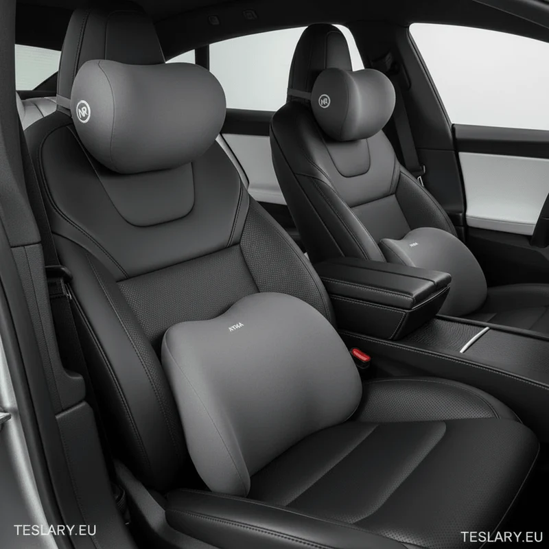 Almohada de espuma viscoelástica para el cuello y cojín de soporte para la espalda para todos los modelos Tesla Models (4 almohadas para conductor y pasajero)