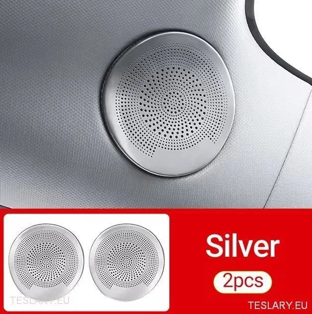 Cubierta de altavoz circular frontal interior Tesla 3/Y plateada (PAR)