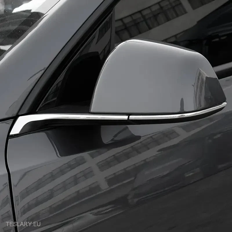 Tesla Model Tira anticolisión cromada/plateada para espejo lateral Y