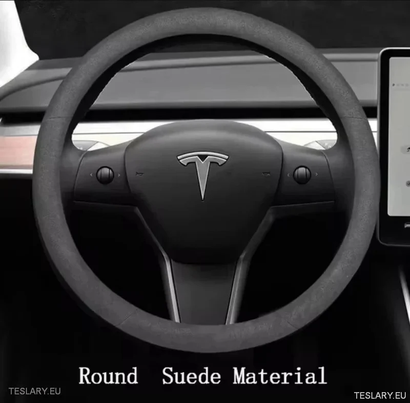 Funda de volante premium de gamuza y cuero para Tesla 3/Y