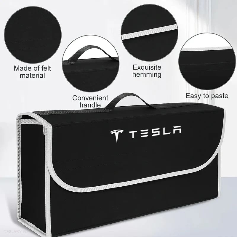 Caja/bolsa de almacenamiento para maletero con el logotipo de Tesla