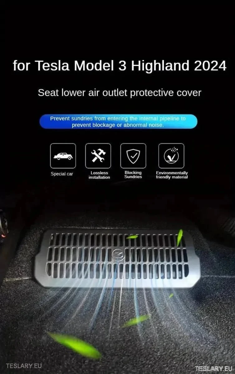 Tesla Model 3 + Highland - Cubierta de salida de aire debajo del asiento (2 piezas)