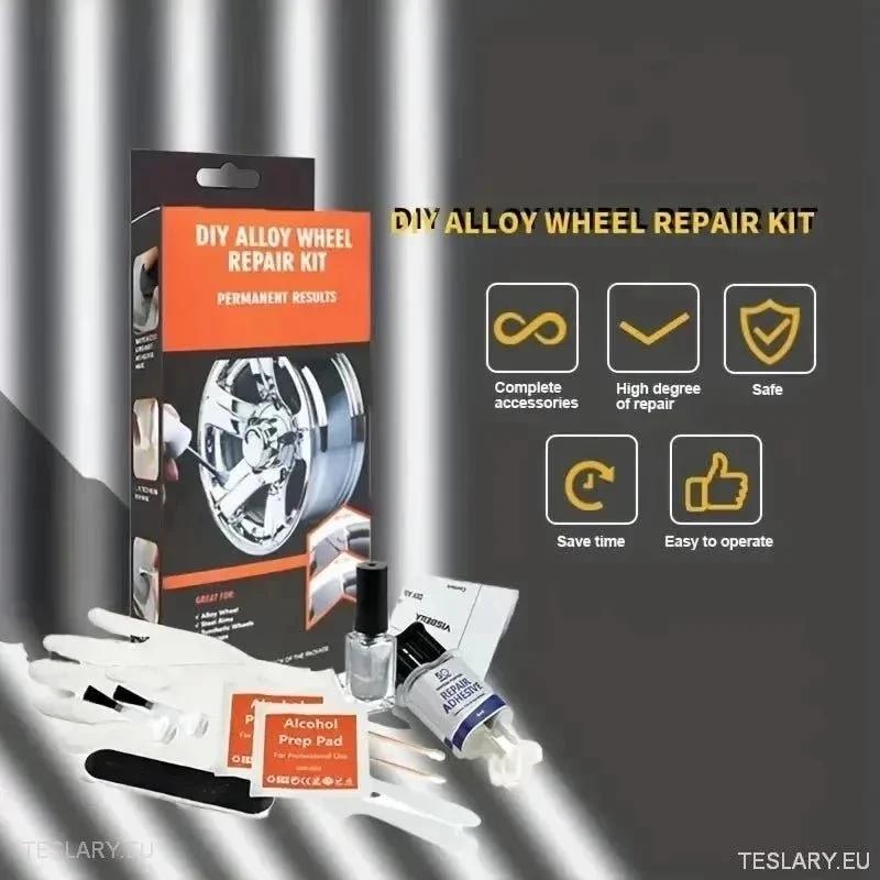Kit de reparación de llantas de aleación plateado - Universal