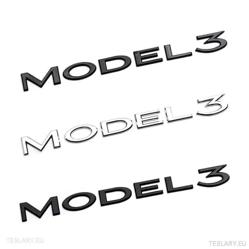 TESLA " MODEL EMBLEMA DEL LOGOTIPO TRASERO DE 3" EN CROMO Y NEGRO