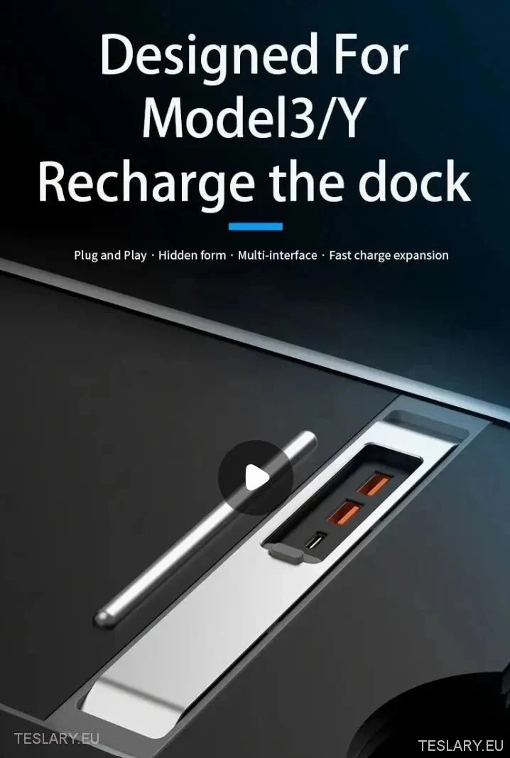 Concentrador de expansión USB de tres puertos para Tesla 3/Y con cubierta deslizante