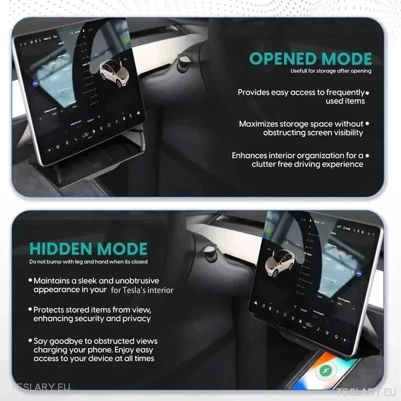 Organizador de almacenamiento bajo la pantalla para Tesla 3/Y