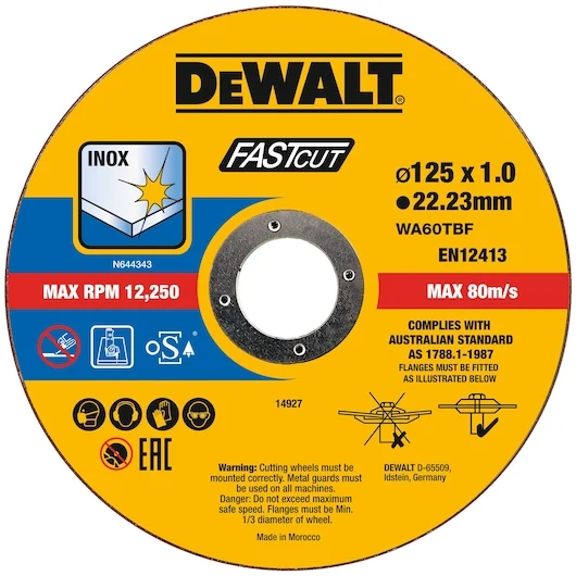 Cubo 100 Discos Corte Inox 125x1mm Alto Desempeño Dewalt DT20540-QZ