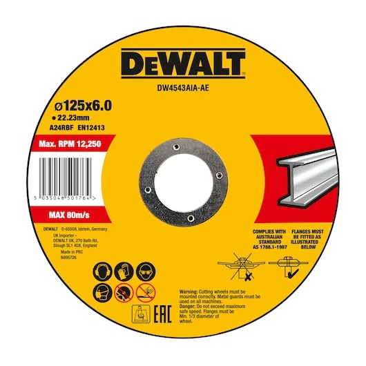 Disco Desbaste Cóncavo Metal 125x6mm Dewalt DW4543AIA-AE