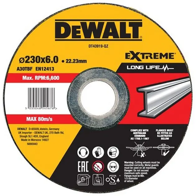 Disco Desbaste Cóncavo Metal 230x6.3mm Dewalt DT43919-QZ