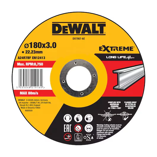 Disco Corte Cóncavo EXTREME® Metal 180x3mm Dewalt DX7967-AE