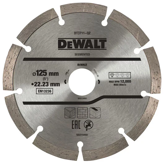 Disco Diamante Segmentado 125mm Corte Seco Materiales Construcción Dewalt DT3711-QZ