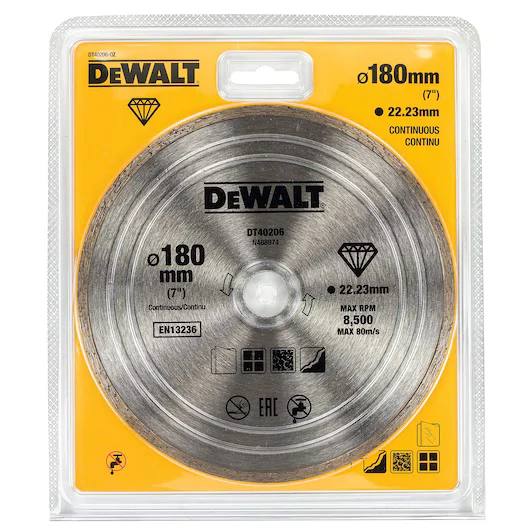 Disco Diamante Borde Continuo 180mm Corte Seco Cerámica Dewalt DT40206-QZ