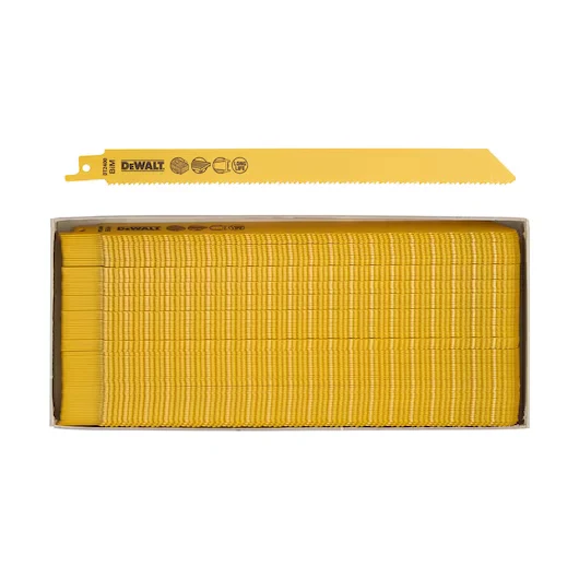 Hoja Sierra Sable Bi-Metal 225mm Palés/Madera con Clavos/Metal (100 Unidades) Dewalt DT2400-QZ