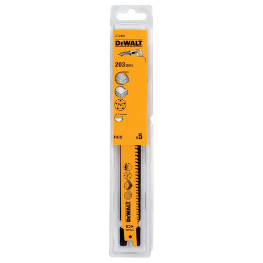 Hoja Sierra Sable HCS Progressor 203mm Madera/Aglomerado/Plástico Dewalt DT2402-QZ