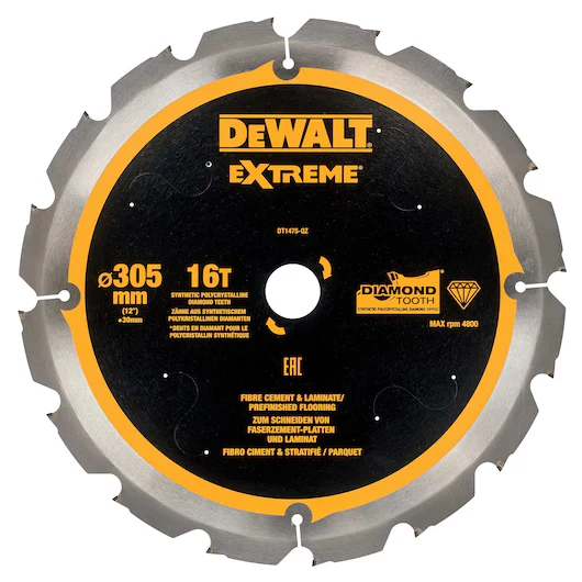 Hoja Sierra Circular Multi-Material 305mm 16D Fibrocemento Dewalt DT1475-QZ