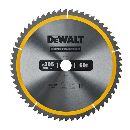 Hoja Sierra Circular Estacionaria 305mm 60D ATB (-5º) Dewalt DT1960-QZ
