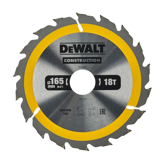 Hoja Sierra Circular Portátil 165mm 18D ATB Construcción Dewalt DT1936-QZ