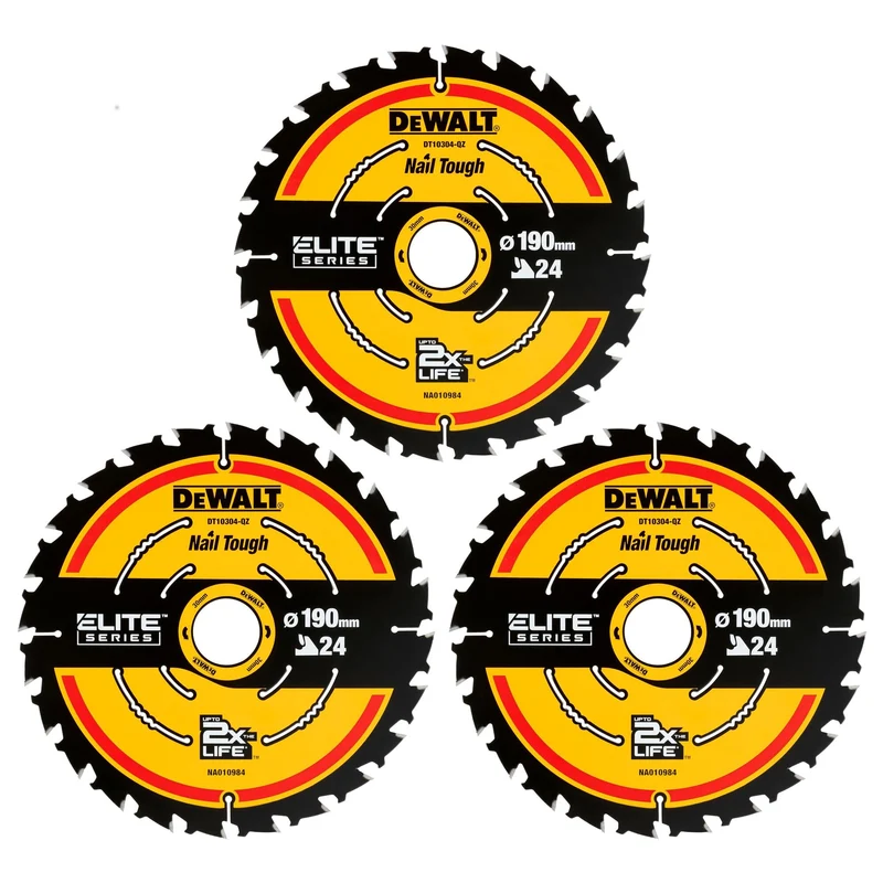 Juego 3 Hojas Sierra Circular Portátil ELITE 190mm 24T Dewalt DT10399-QZ
