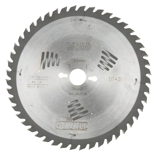 Hoja Sierra Circular Estacionaria 260mm 48D ATB Dewalt DT4324-QZ