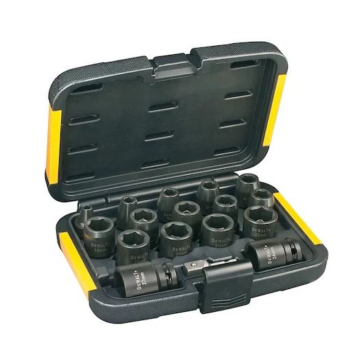 Juego 17 Llaves de Vaso (6-27mm y Adaptador 1/4" a 1/2") Dewalt DT7506-QZ