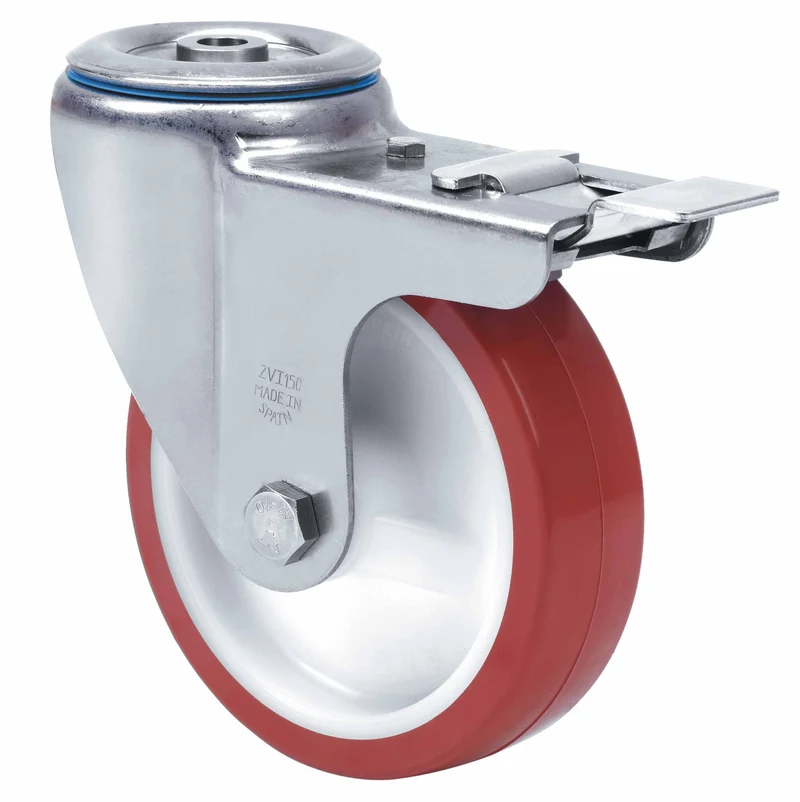 SERIE ZVI INOX-POL, Giratorio/Agujero pasante/Freno Rueda y Soporte 2-2440