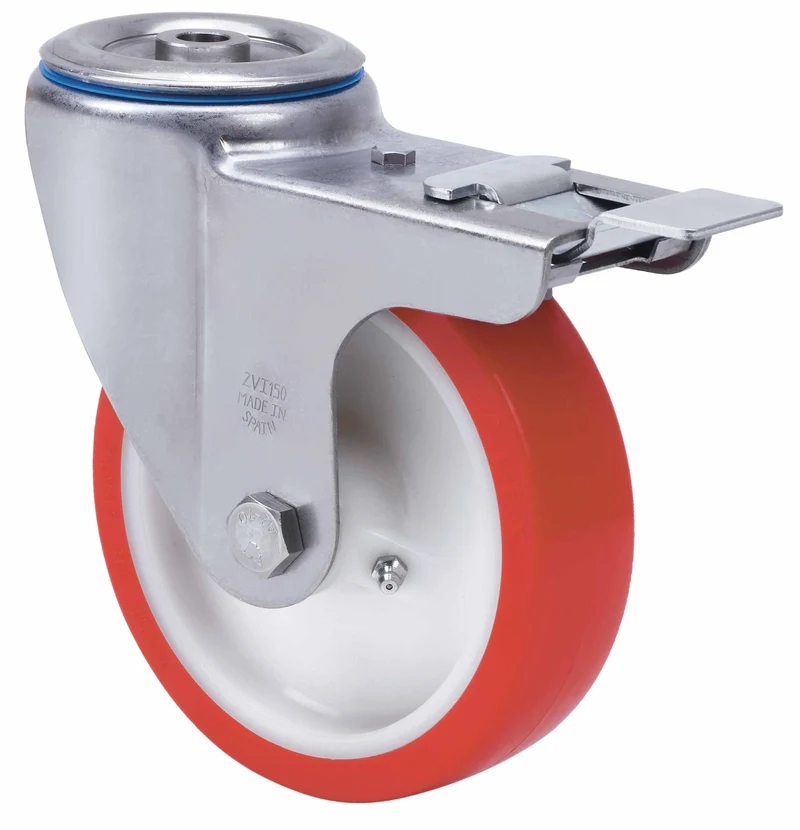 SERIE ZVI INOX-PO, Giratorio/Agujero pasante/Freno Rueda y Soporte 2-1659
