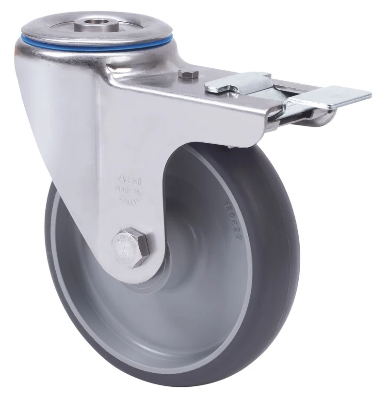 SERIE ZVI INOX-PGZ, Giratorio/Agujero pasante/Freno Rueda y Soporte 2-3304