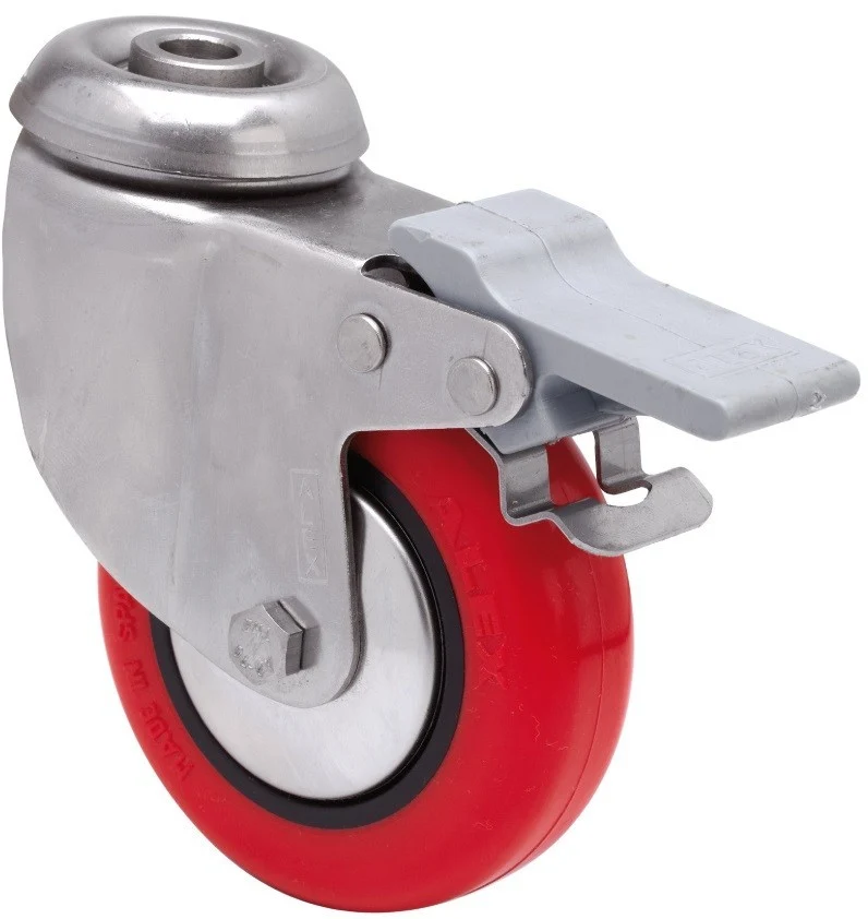 SERIE BHI INOX-PPI, Giratorio/Agujero pasante/Freno Rueda y Soporte 2-3058