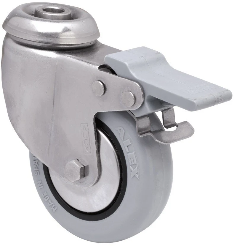 SERIE BHI INOX-PGI, Giratorio/Agujero pasante/Freno Rueda y Soporte 2-3048