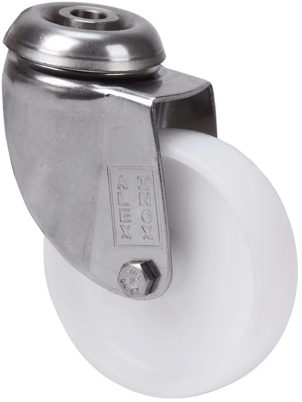 SERIE BHI INOX-BP Blanco, Giratorio/Agujero pasante/Sin Freno 2-4514