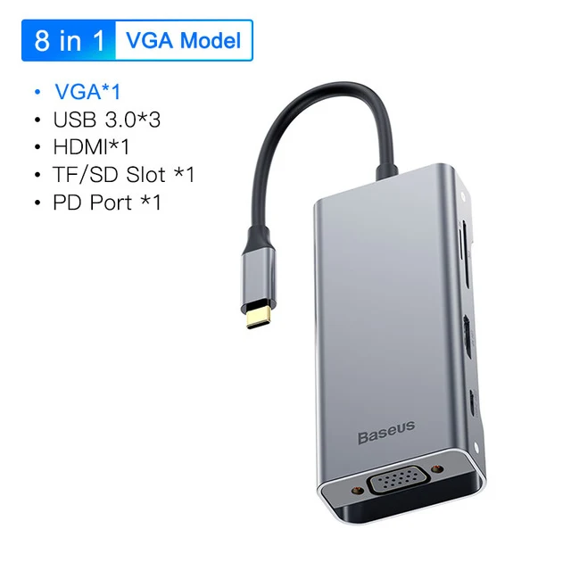 Baseus USB C HUB to USB 3.0 HUB HDMI RJ45 VGA USB Splitter
