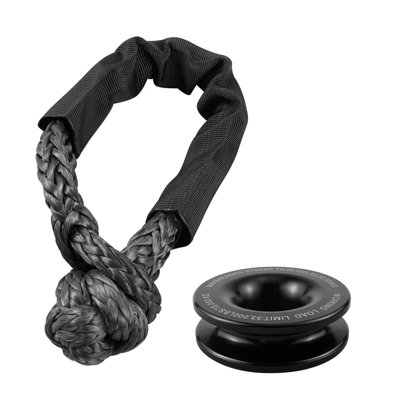 Heavy Duty 66000LB Soft Shackle Recovery Rope With Winch Ring for SUV
