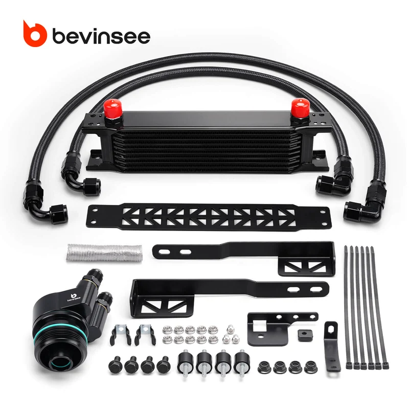BEVINSEE 10 Rows Oil Cooler Kit for VW for Golf 7 GTI/R 2013-2020