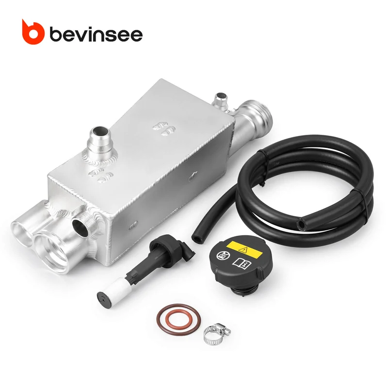 BEVINSEE Aluminum Coolant Expansion Tank Kit For BMW E46 323i 325i 328i 330i M52TU M54