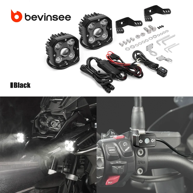 BEVINSEE 2x LED Auxiliary Lights Driving Fog Spot Light 3600 Lumen 6500K