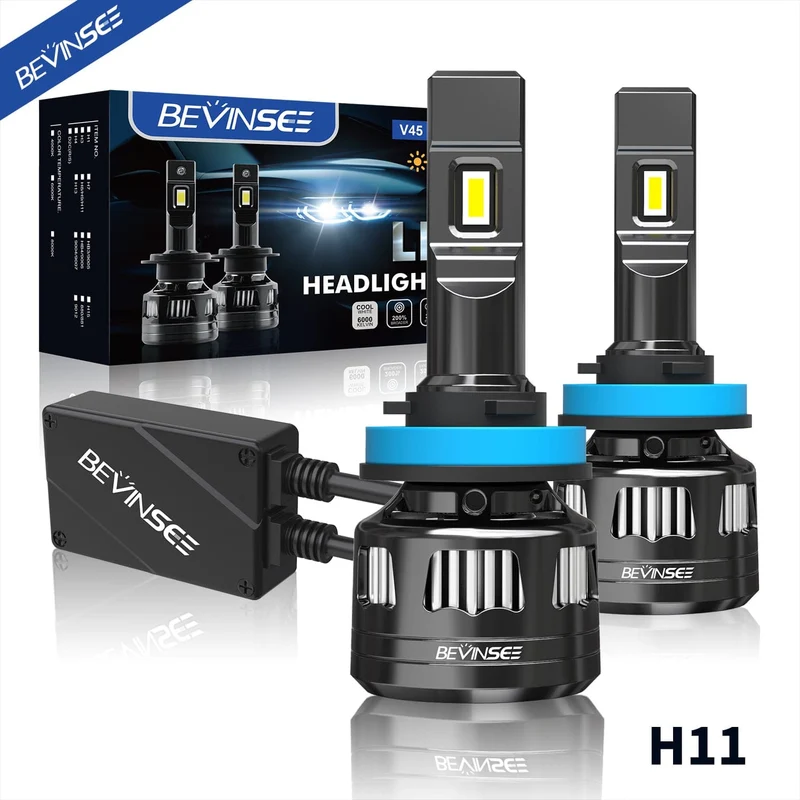 BEVINSEE V45 H11/H8/H9 LED Headlight Bulbs 22000 Lumens 6000K