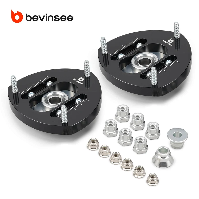 BEVINSEE Adjustable Front Camber Plates Without Spring Perch For VW Golf MK7