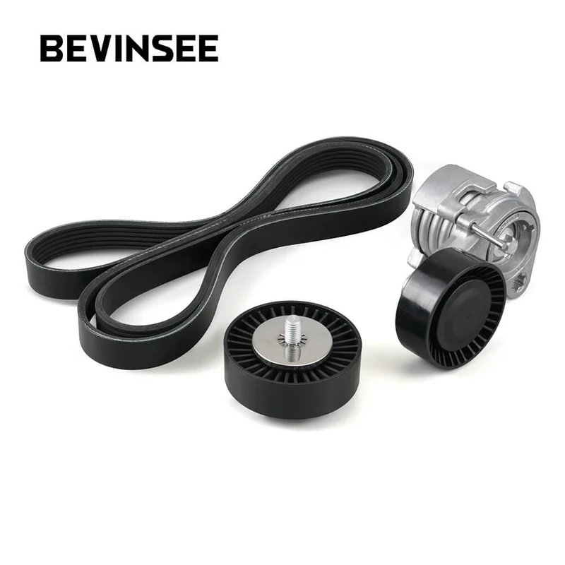 Drive Belt Pulley Tensioner Kit with Bolt For BMW E90 E91 E92 E93 E60 E83 N52 Engine