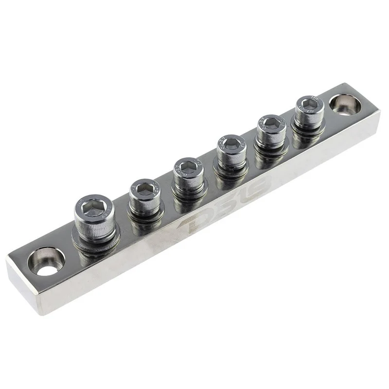 Chrome Plated Distribution Bar Block 1x 1/0-GA and 5 x 2/0-GA Screw Down Type 7" Long