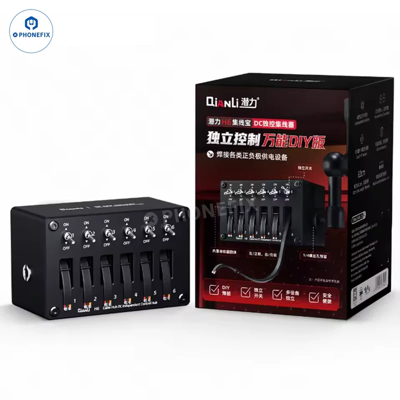 QIANLI H6 Cable Hub Alimentación CC Control Independiente Soldadura DIY